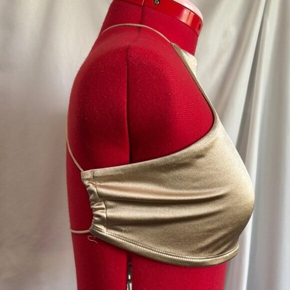 Garage Metallic Gold Halter Tank Top XS292 - Picture 2 of 5